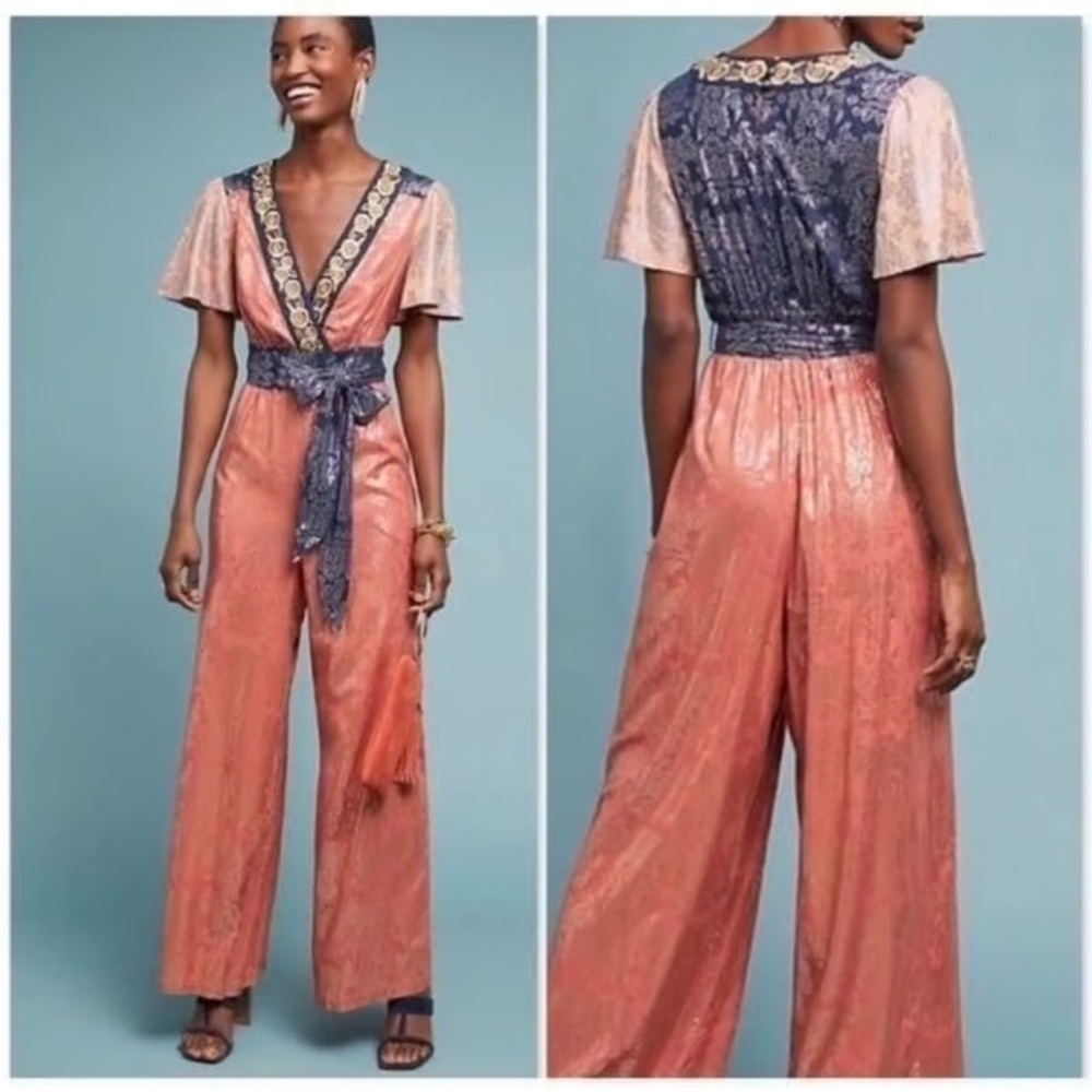 Anthropologie Sofia Metallic  Akemi + Kin Jumpsuit US Size 2
